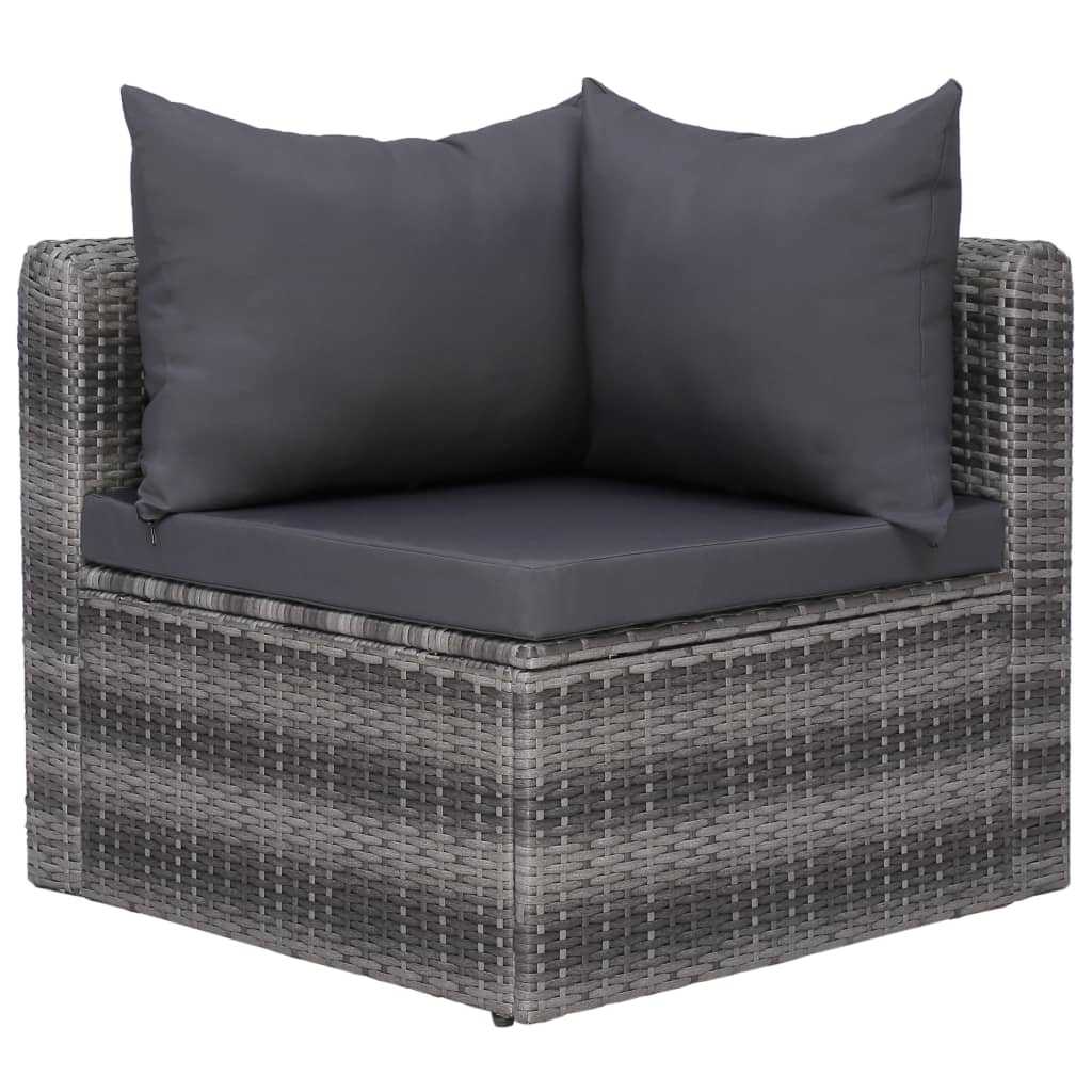 Salon de jardin 10 pièces avec coussins, en résine tressée, gris