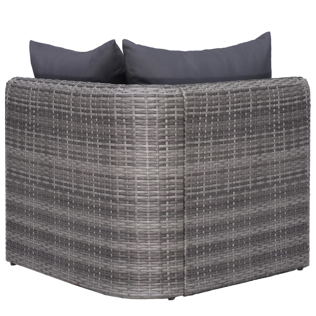 Salon de jardin 10 pièces avec coussins, en résine tressée, gris