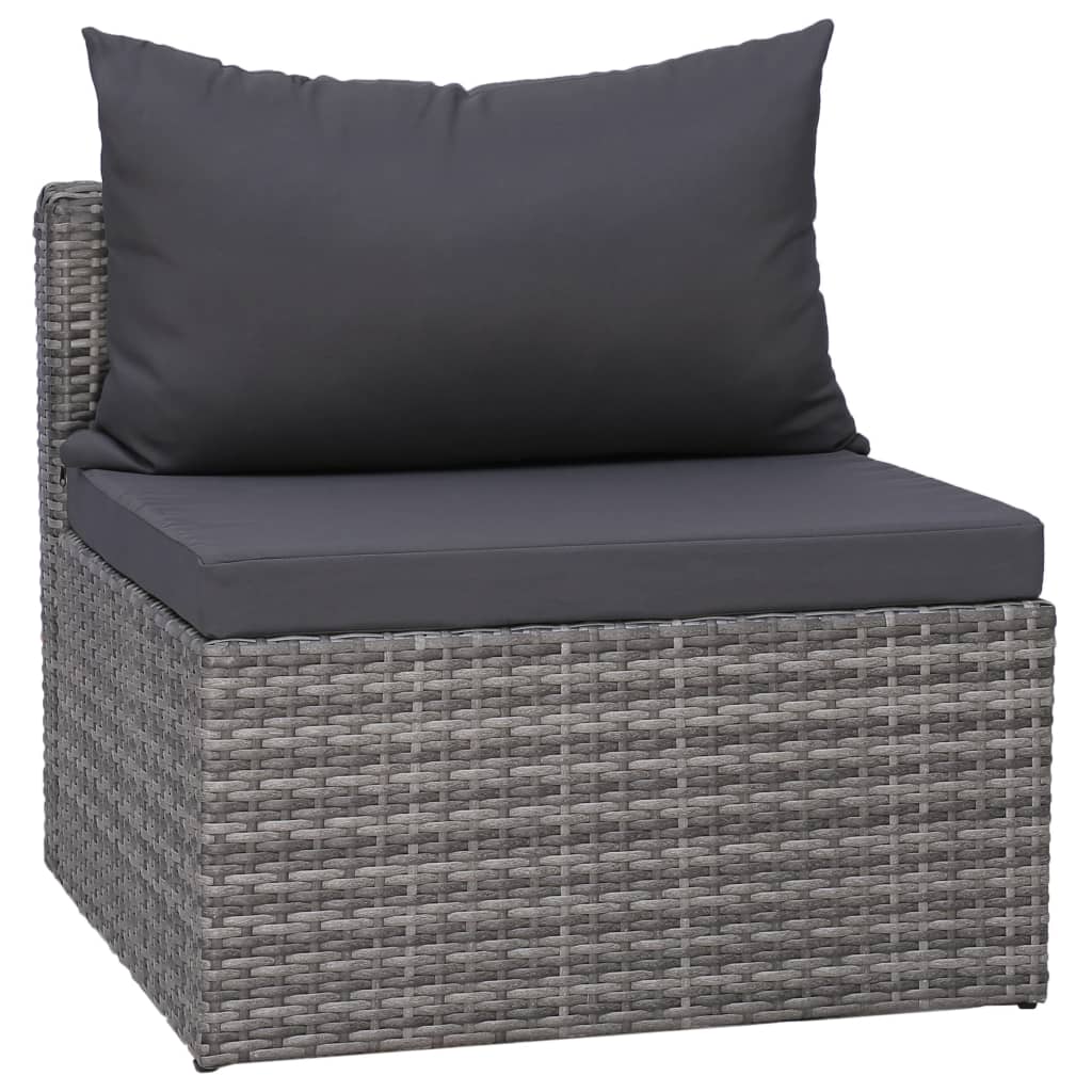 Salon de jardin 10 pièces avec coussins, en résine tressée, gris