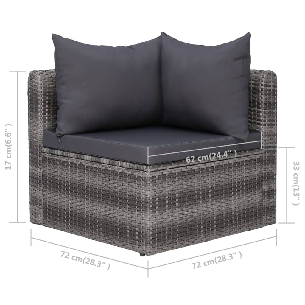 Salon de jardin 10 pièces avec coussins, en résine tressée, gris