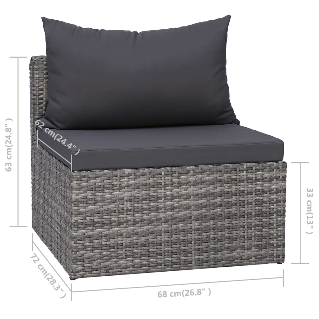 Salon de jardin 10 pièces avec coussins, en résine tressée, gris