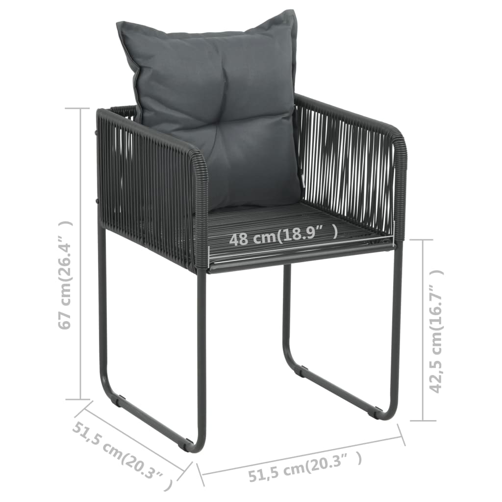 5-tlg. Garten-Essgruppe PVC Rattan Schwarz und Braun