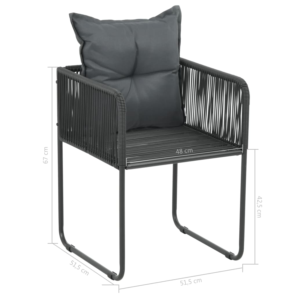 5-tlg. Garten-Essgruppe PVC Rattan Schwarz und Braun
