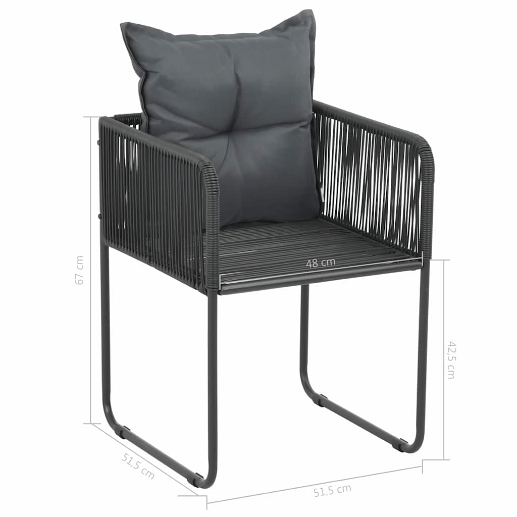 7-tlg. Garten-Essgruppe PVC Rattan Schwarz und Braun