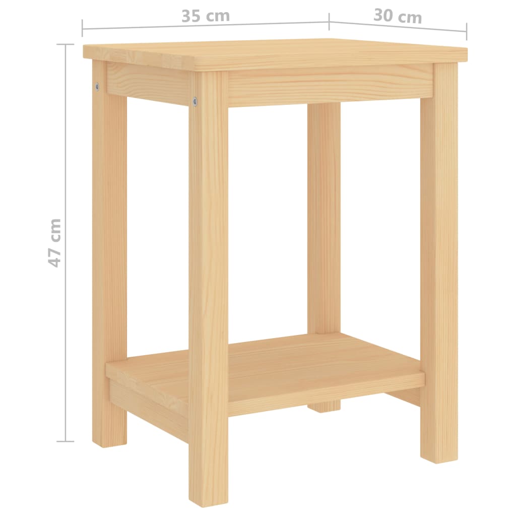 Table de chevet naturelle 35x30x47 cm en bois de pin massif