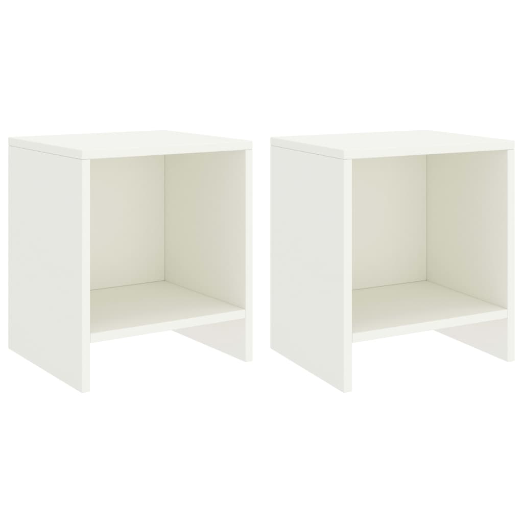 Tables de chevet, lot de 2, blanc, 35 x 30 x 40 cm, pin massif