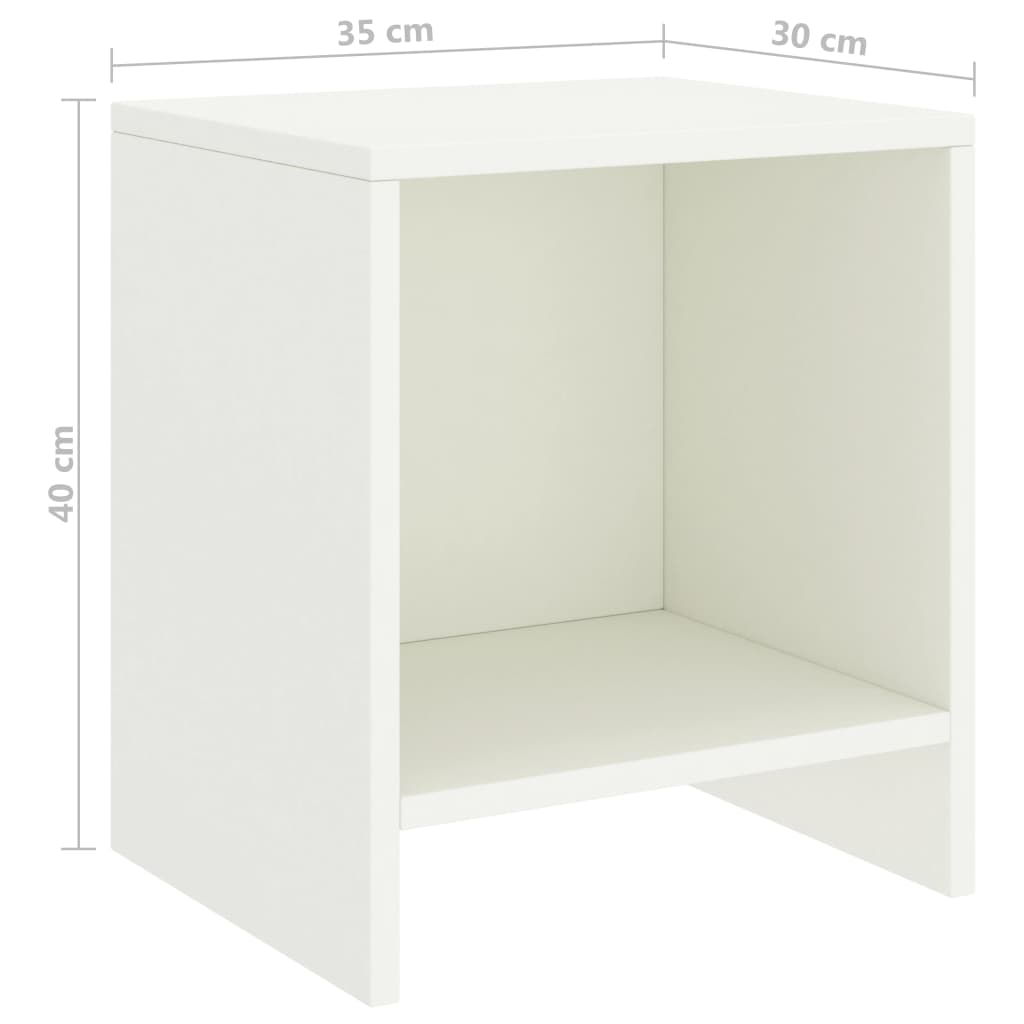Tables de chevet, lot de 2, blanc, 35 x 30 x 40 cm, pin massif
