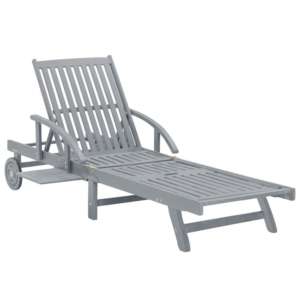 Chaise longue avec coussin en bois d'acacia massif