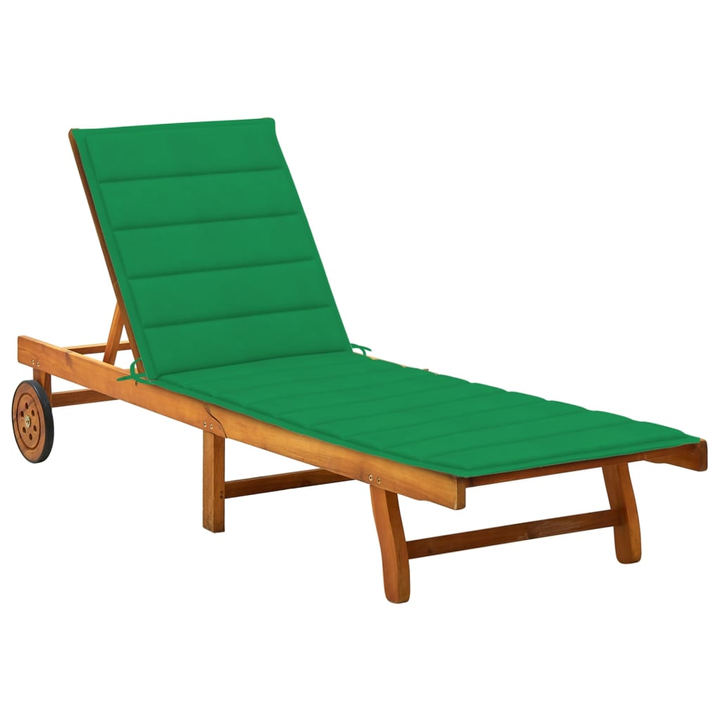 Chaise longue avec coussin en bois d'acacia massif