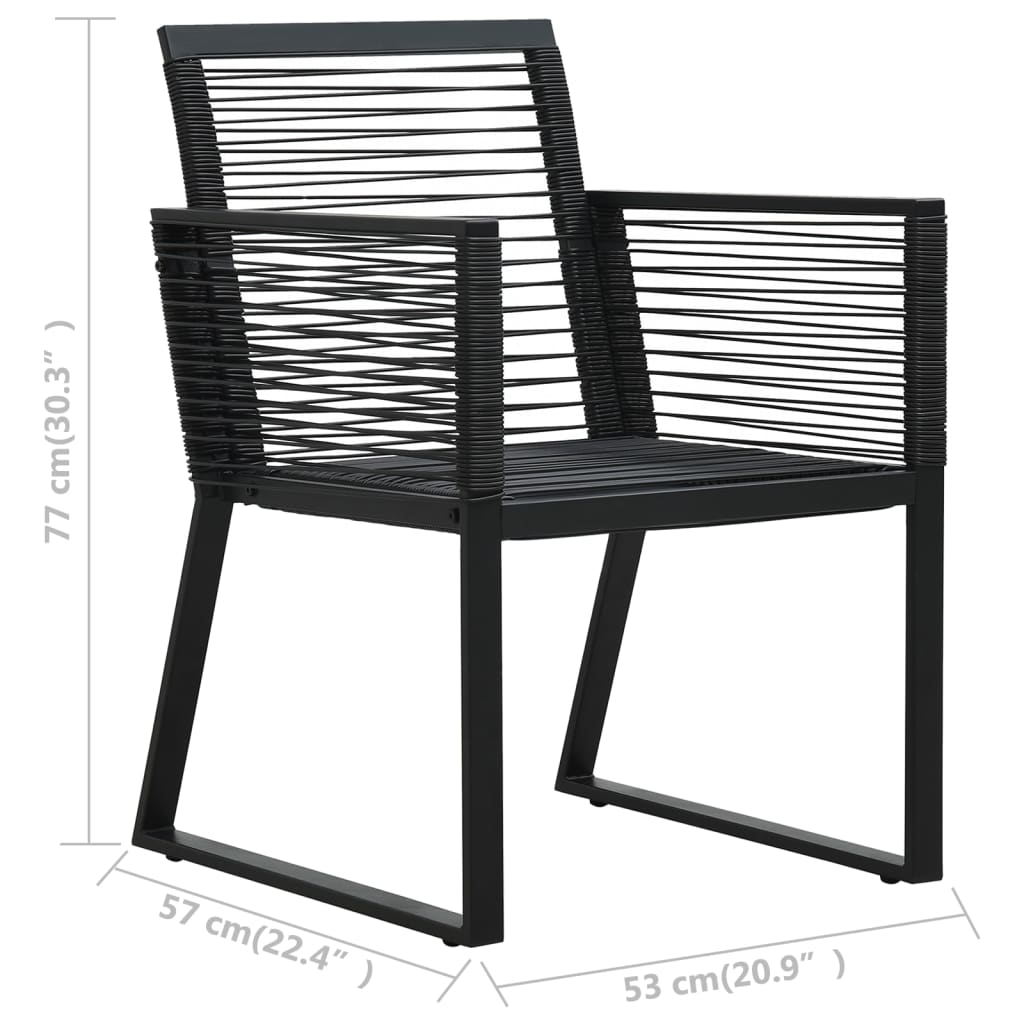 5-tlg. Garten-Essgruppe PVC Rattan Schwarz