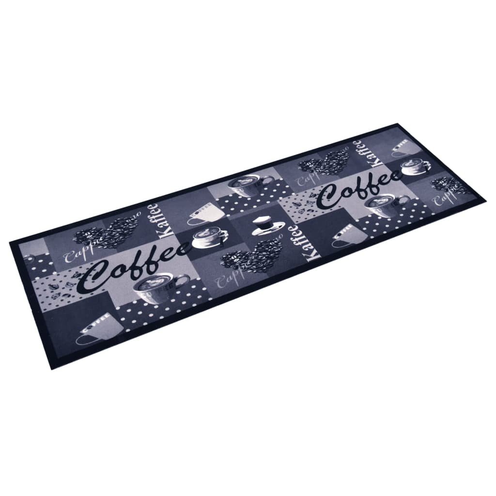 Tapis de cuisine lavable bleu café 60x180 cm
