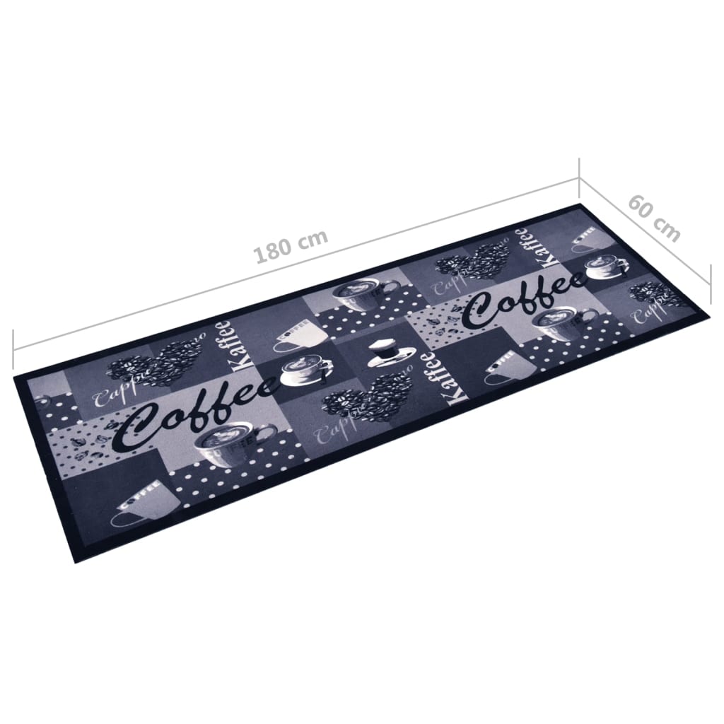 Tapis de cuisine lavable bleu café 60x180 cm