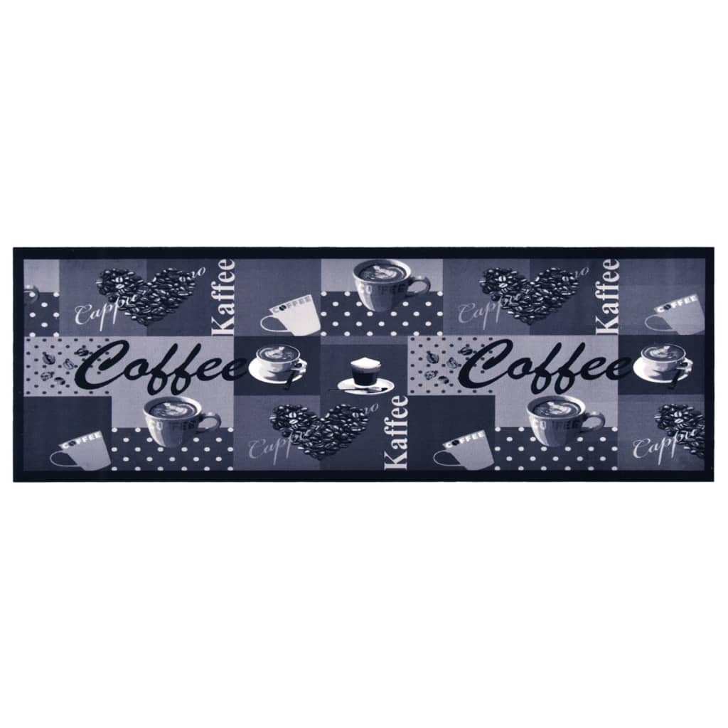 Kitchen rug washable coffee blue 60x300 cm
