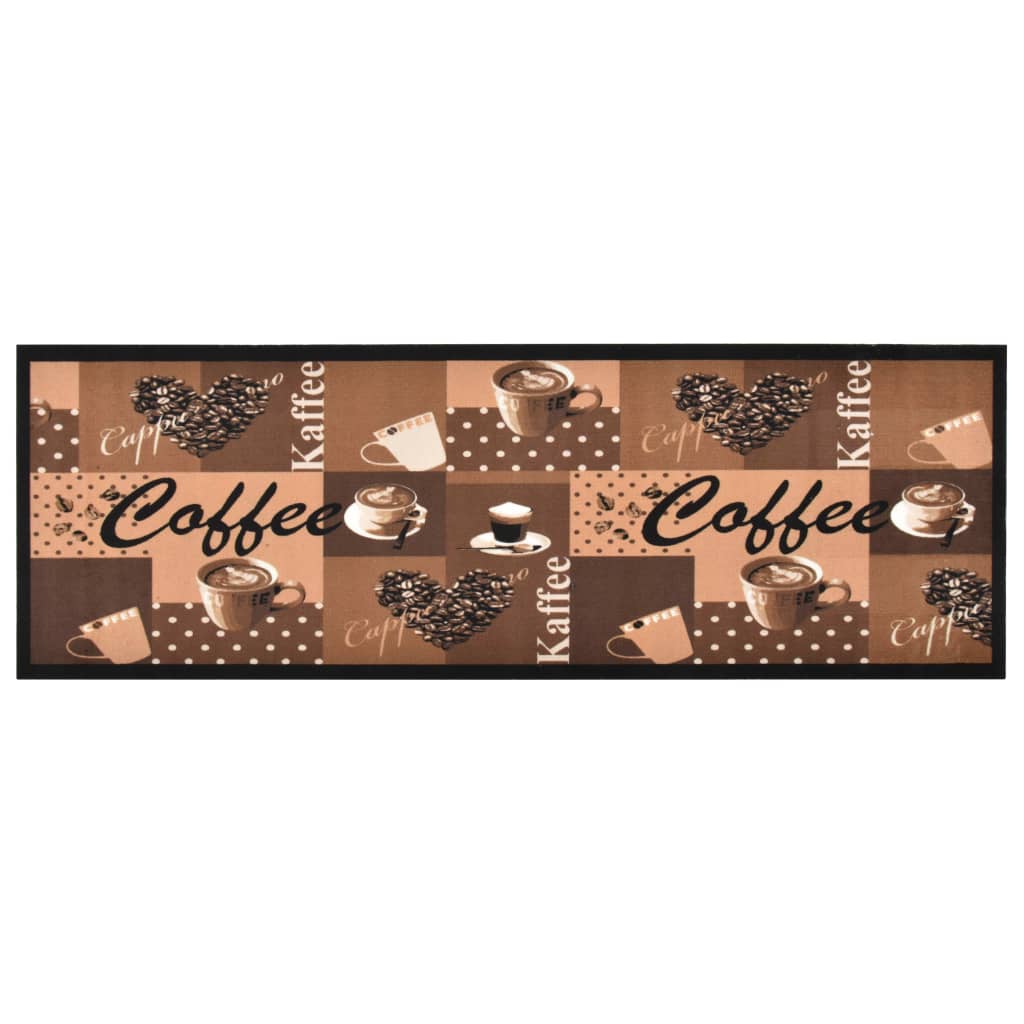 Kitchen rug washable coffee brown 60x180 cm