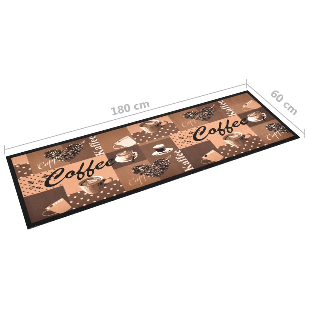 Tapis de cuisine lavable marron café 60x180 cm