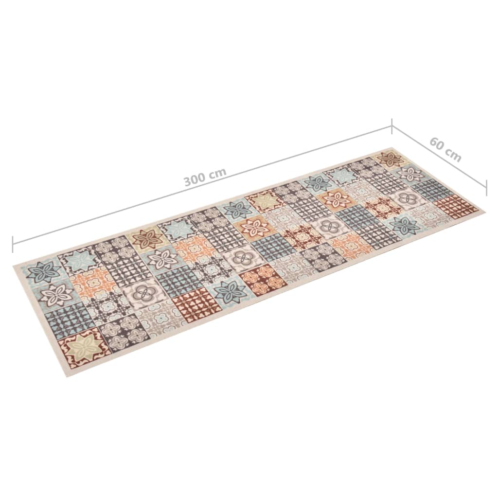 Tapis de cuisine lavable mosaïque multicolore 60x300 cm