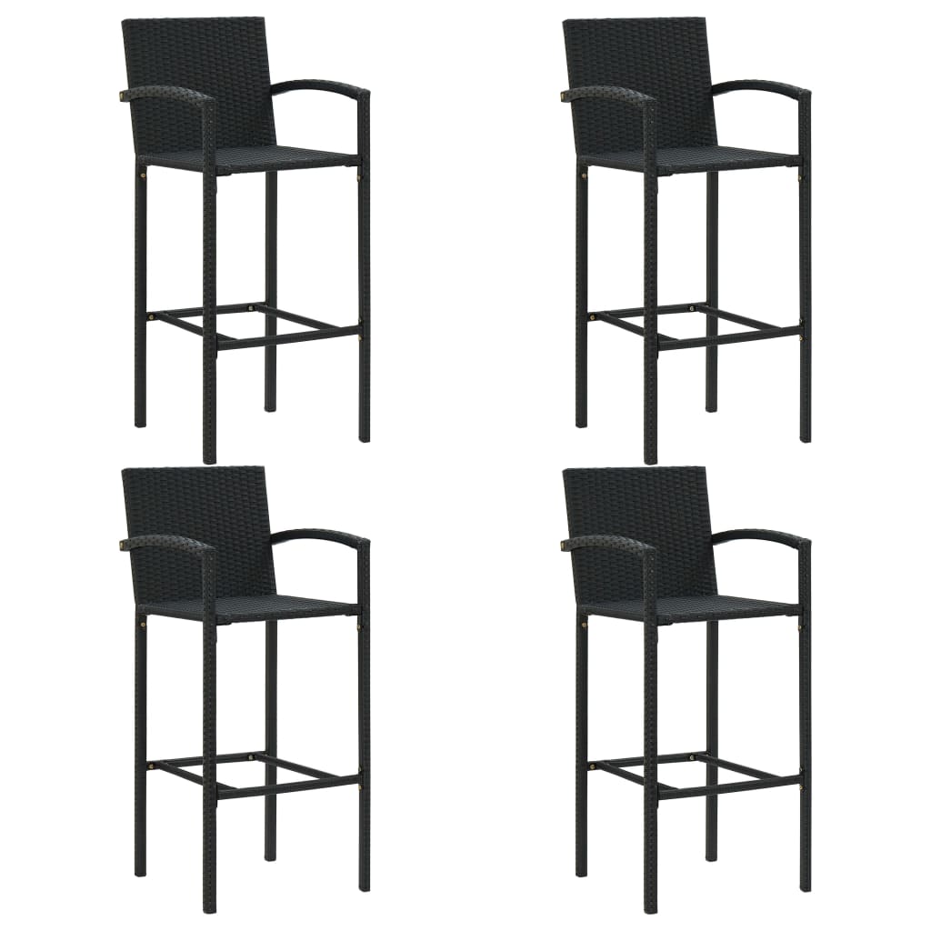 Ensemble de bar de jardin 5 pièces en résine tressée noire