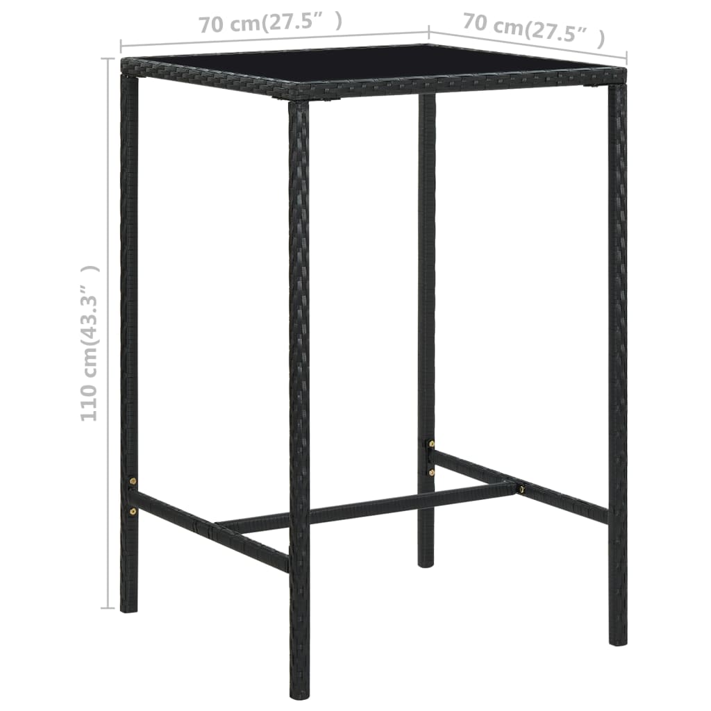 Ensemble de bar de jardin 5 pièces en résine tressée noire