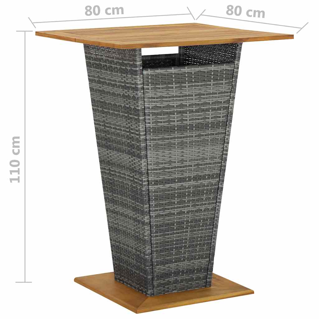 9-tlg. Gartenbar-Set mit Kissen Poly Rattan Grau