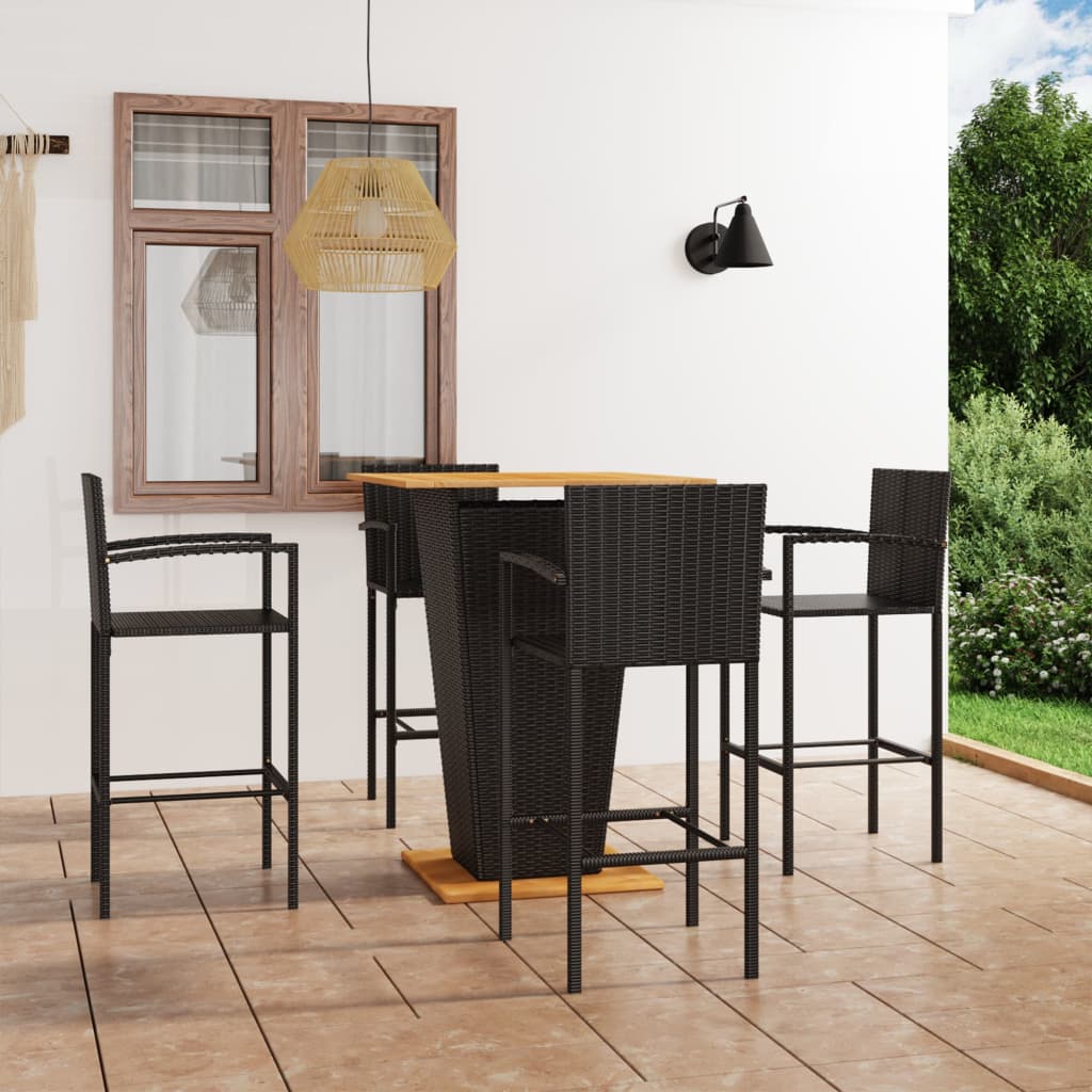 5-tlg. Gartenbar-Set Schwarz