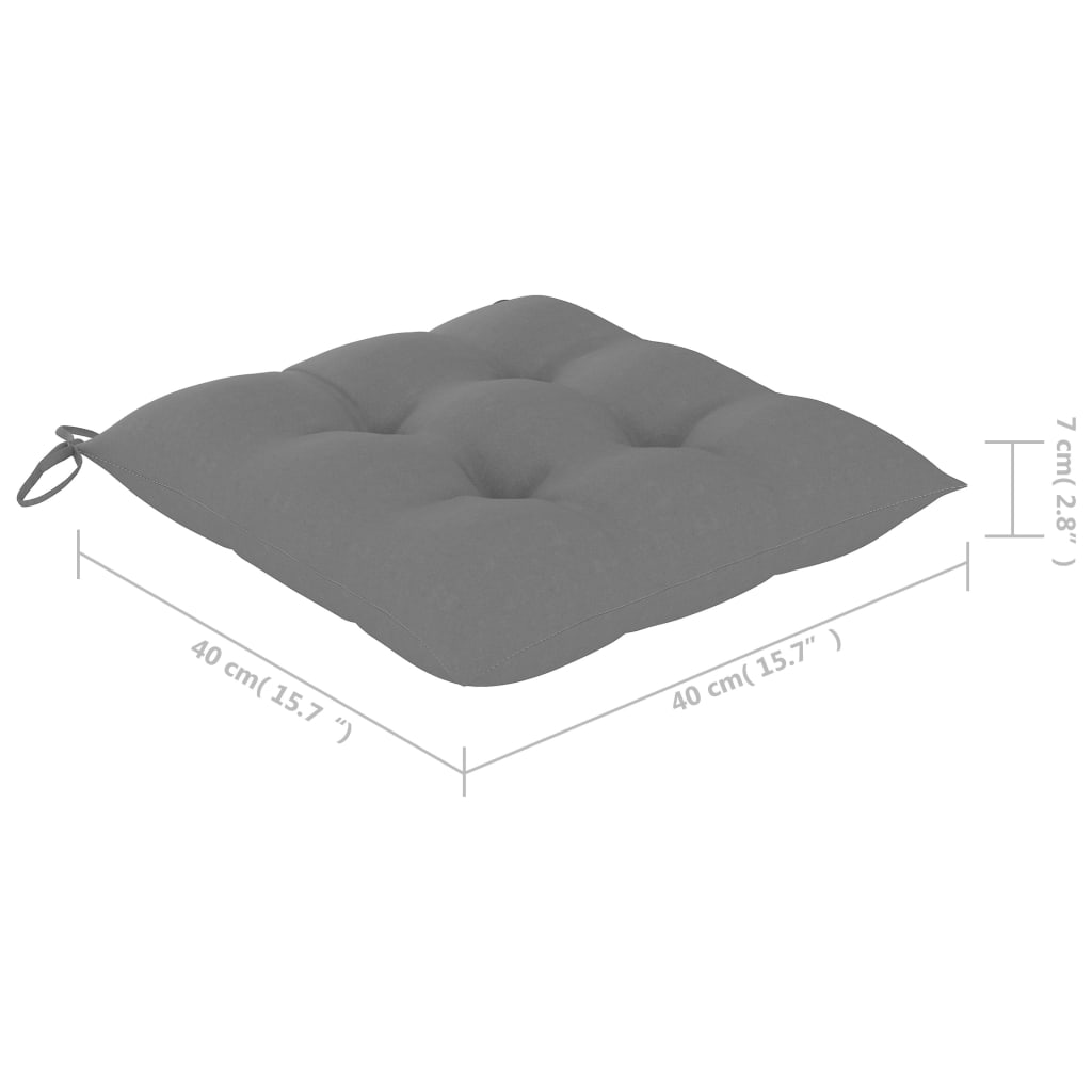 Klappstühle mit grauen Kissen, 2 Stück, Massivholz Teakholz