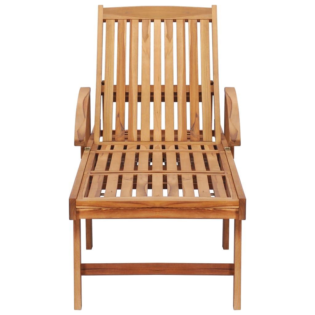 Sonnenliege mit Tisch und Auflage Massivholz Teak