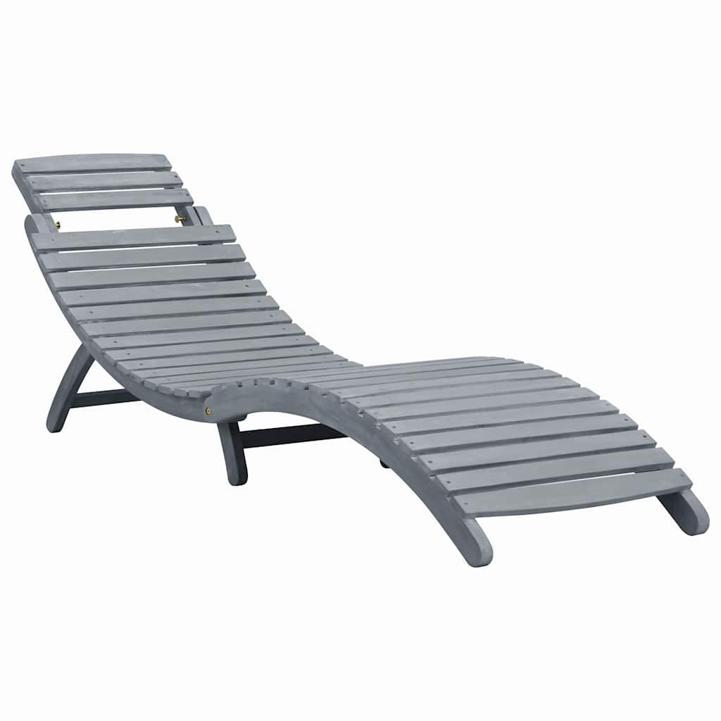 Bain de soleil avec coussin en bois d'acacia massif gris
