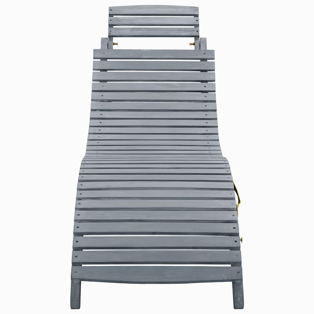 Bain de soleil avec coussin en bois d'acacia massif gris