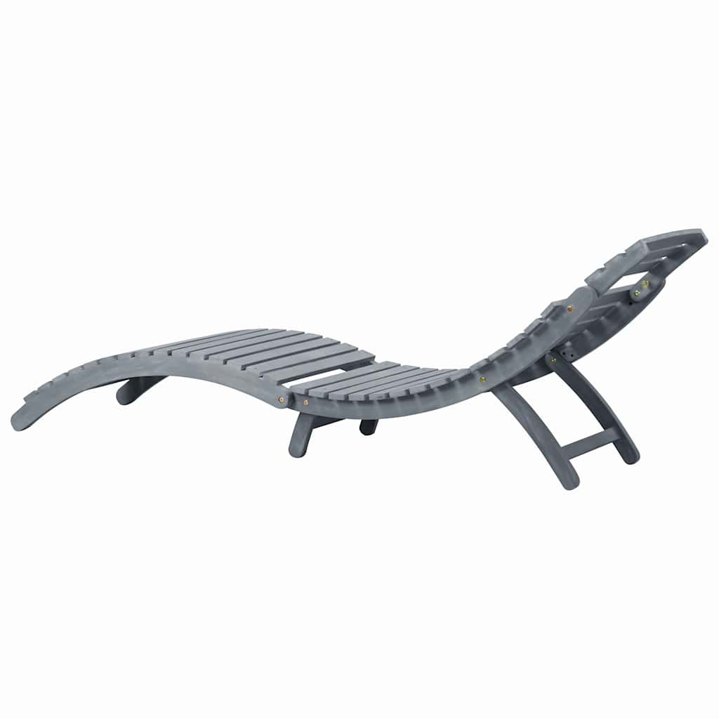 Bain de soleil avec coussin en bois d'acacia massif gris