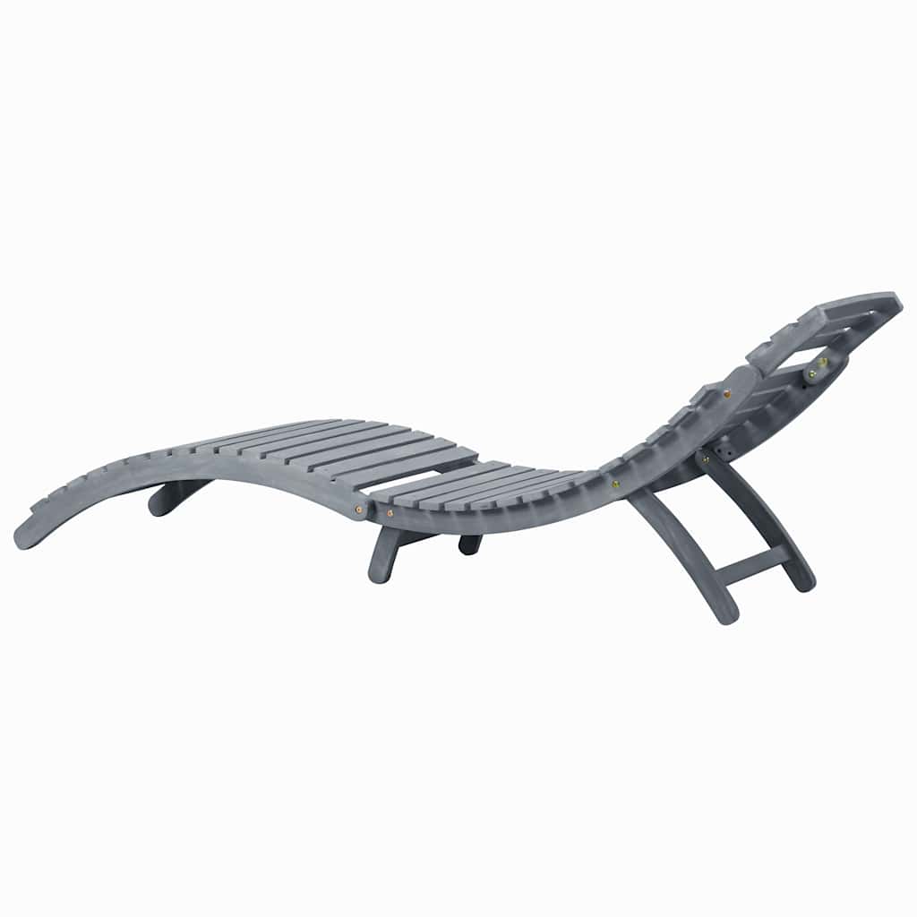 Bain de soleil avec coussin en bois d'acacia massif gris