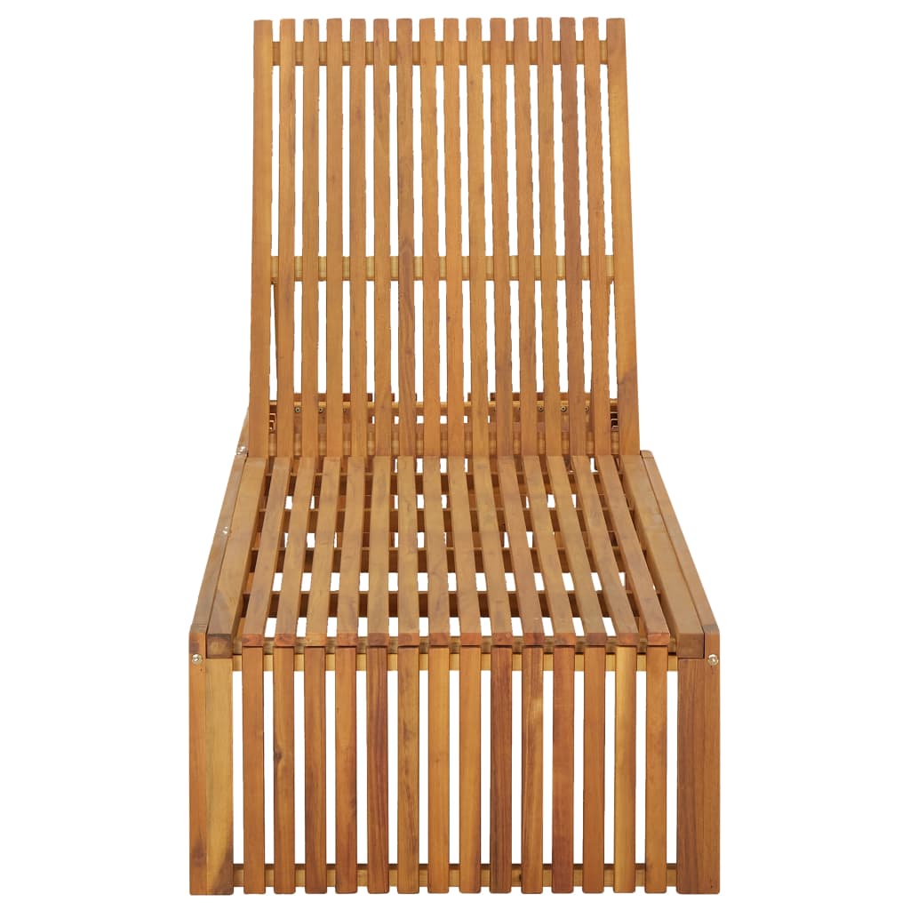 Chaise longue avec coussin en bois d'acacia massif