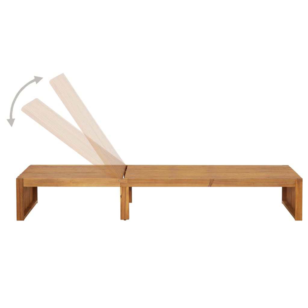 Chaise longue avec coussin en bois d'acacia massif