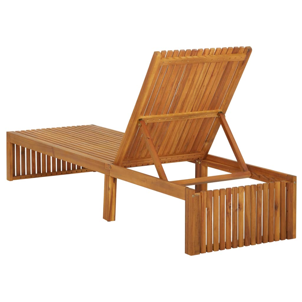 Chaise longue avec coussin en bois d'acacia massif