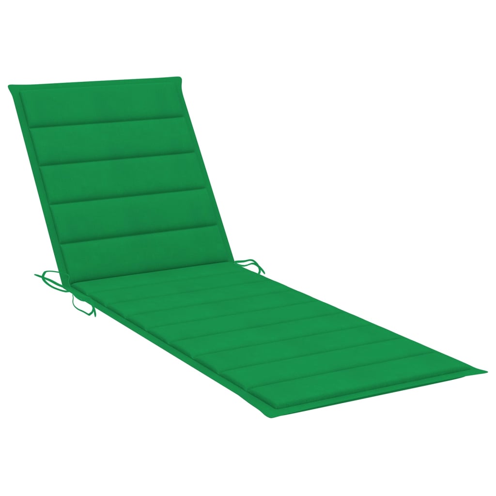 Folding sun lounger with cushion made of solid acacia wood