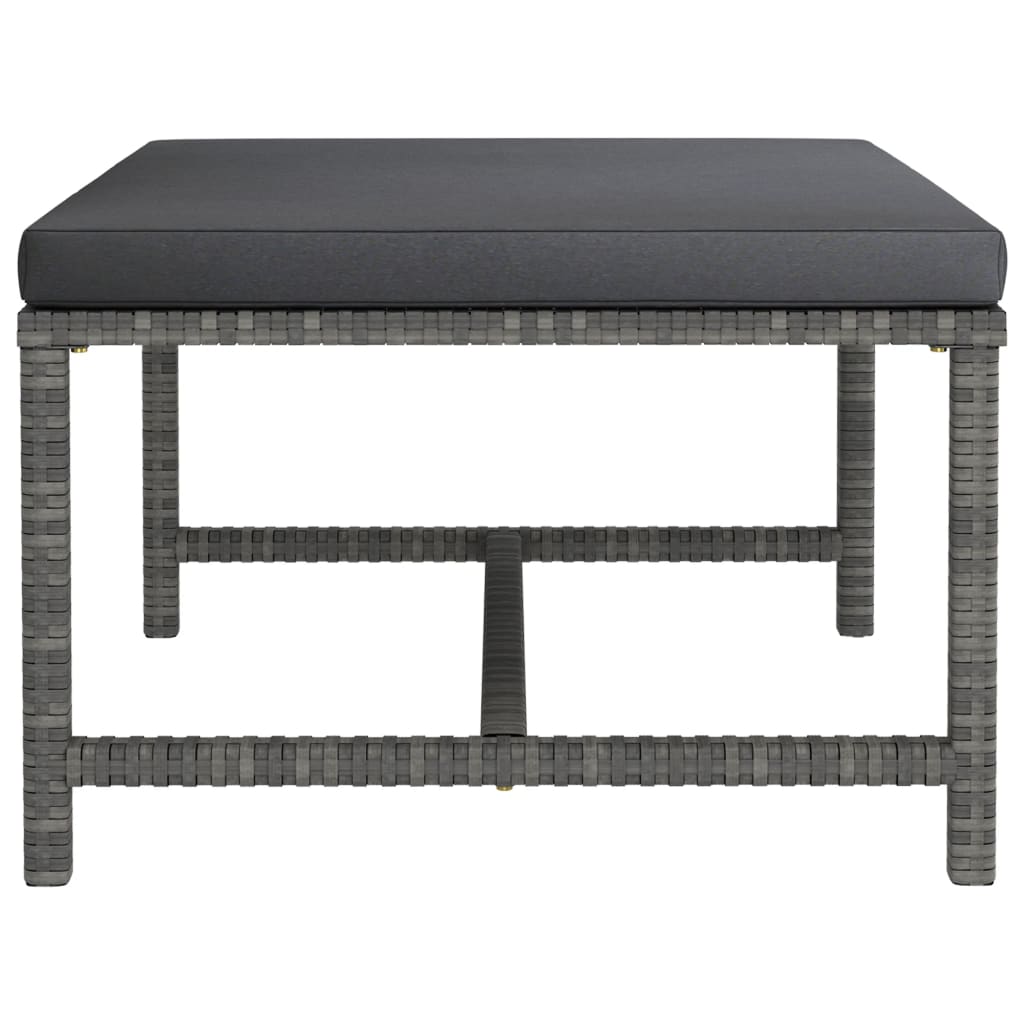 6-tlg. Garten-Lounge-Set mit Kissen Poly Rattan Grau