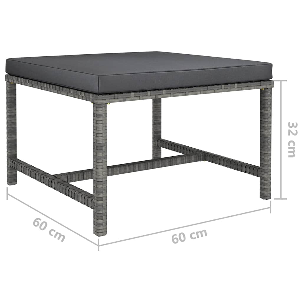 8-tlg. Garten-Lounge-Set mit Kissen Poly Rattan Grau