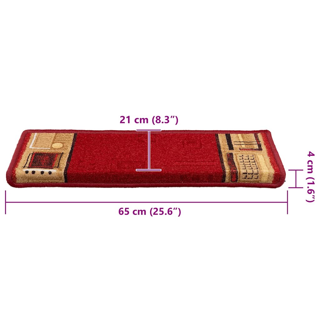 Stufenmatten Selbstklebend 15 Stk. 65x21x4 cm Rot