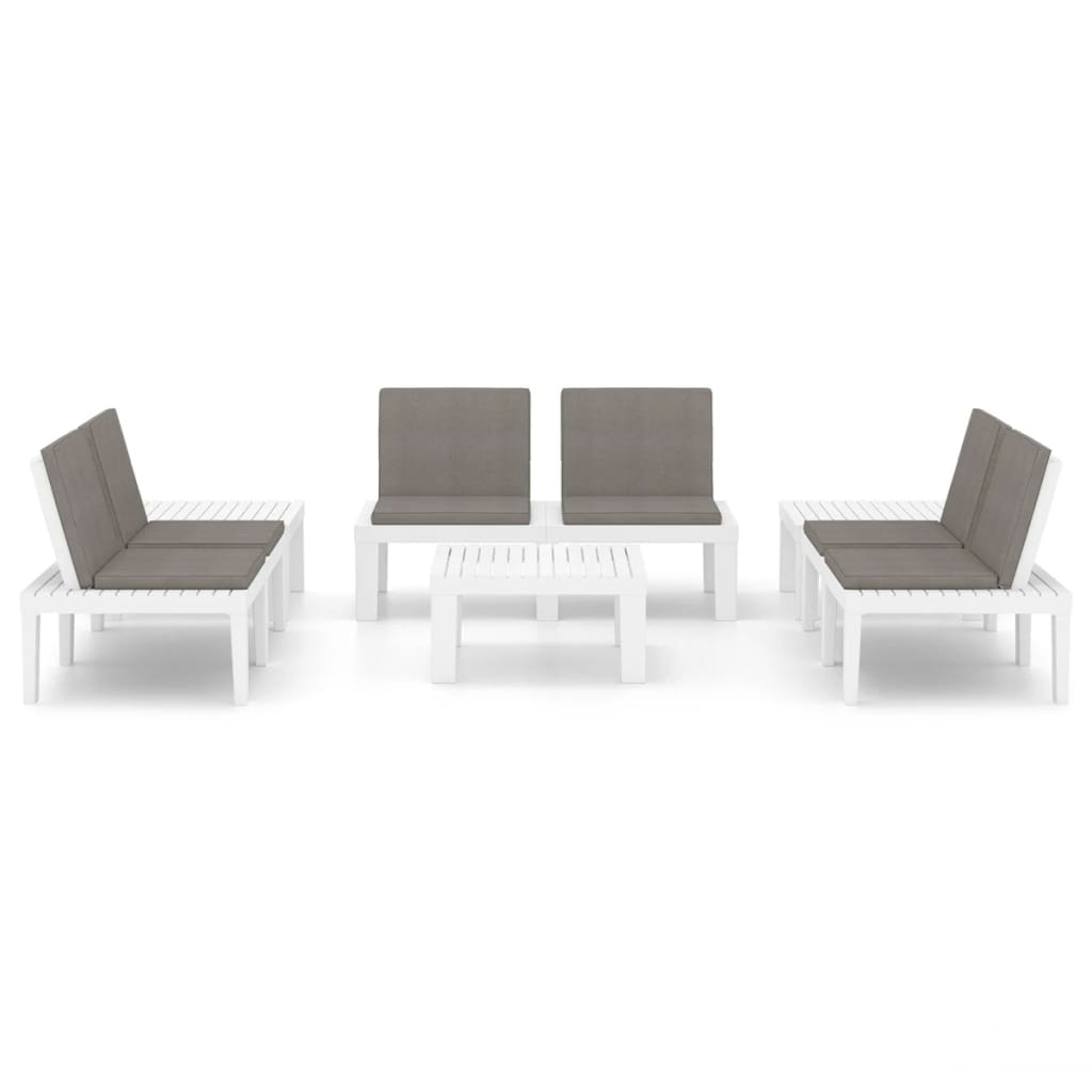 6-tlg. Garten-Lounge-Set mit Auflagen Kunststoff Weiß