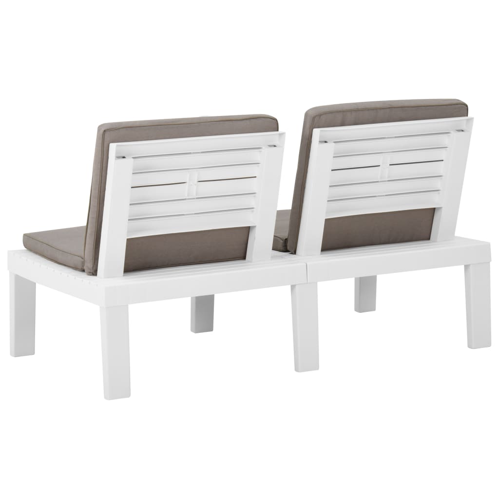 6-tlg. Garten-Lounge-Set mit Auflagen Kunststoff Weiß