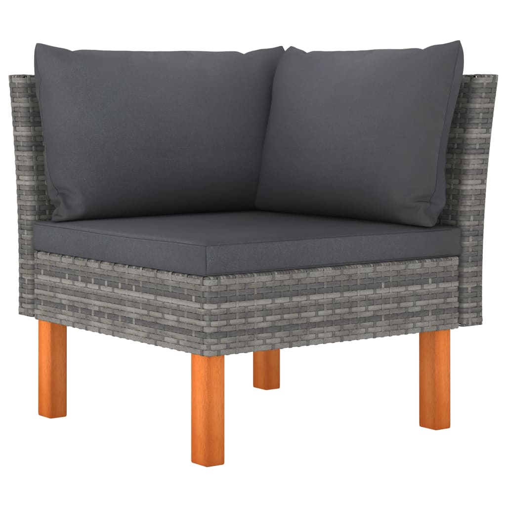 Salon de jardin 10 pièces avec coussins, en résine tressée, gris