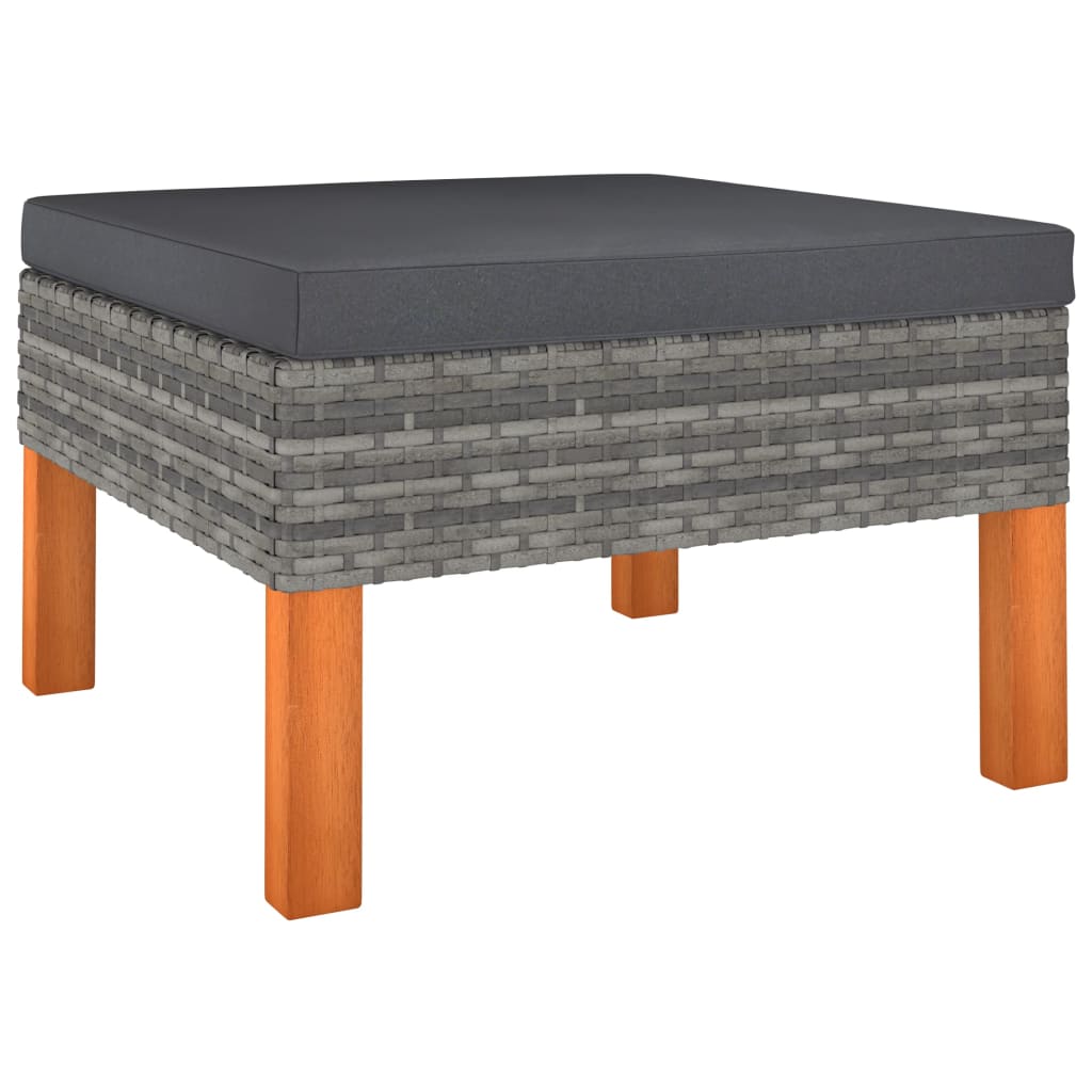 Salon de jardin 10 pièces avec coussins, en résine tressée, gris