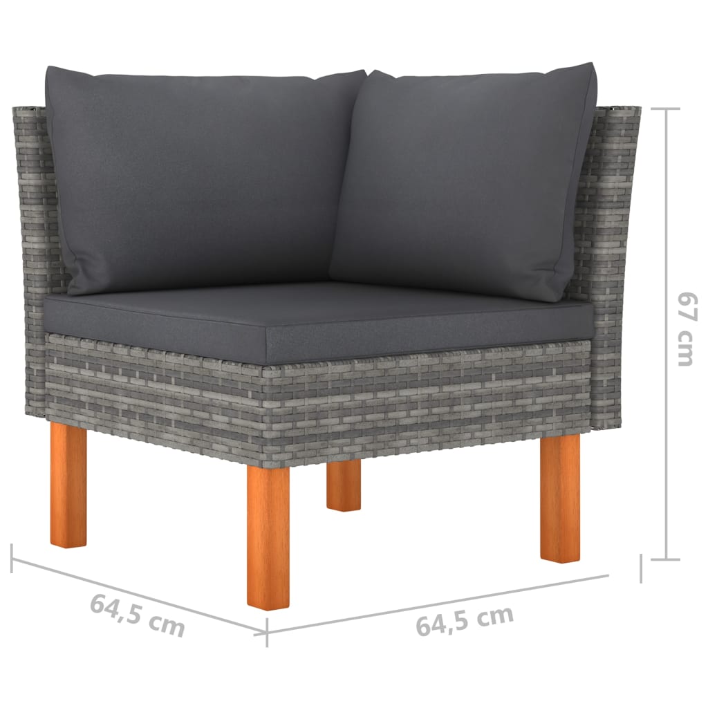 Salon de jardin 10 pièces avec coussins, en résine tressée, gris