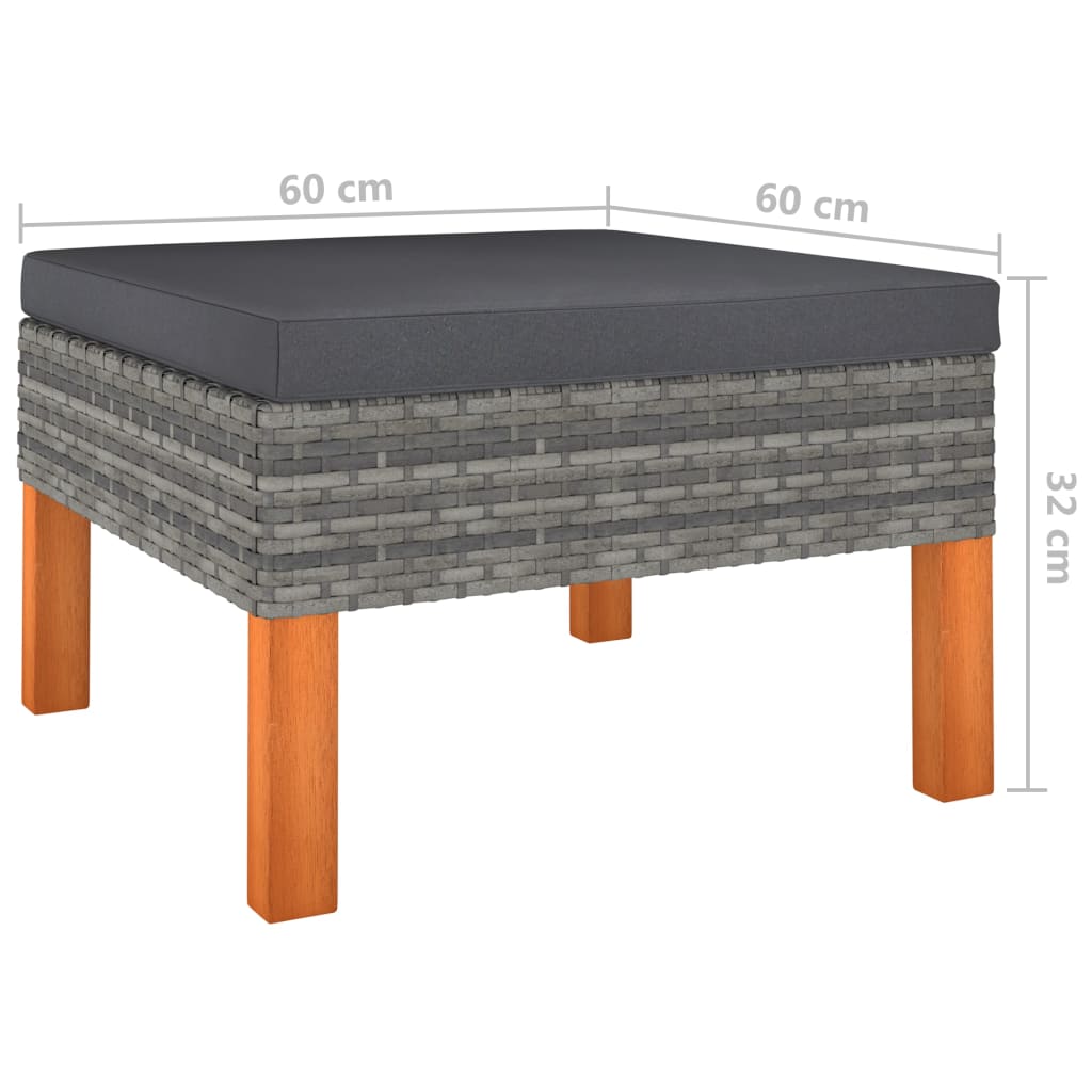 Salon de jardin 10 pièces avec coussins, en résine tressée, gris
