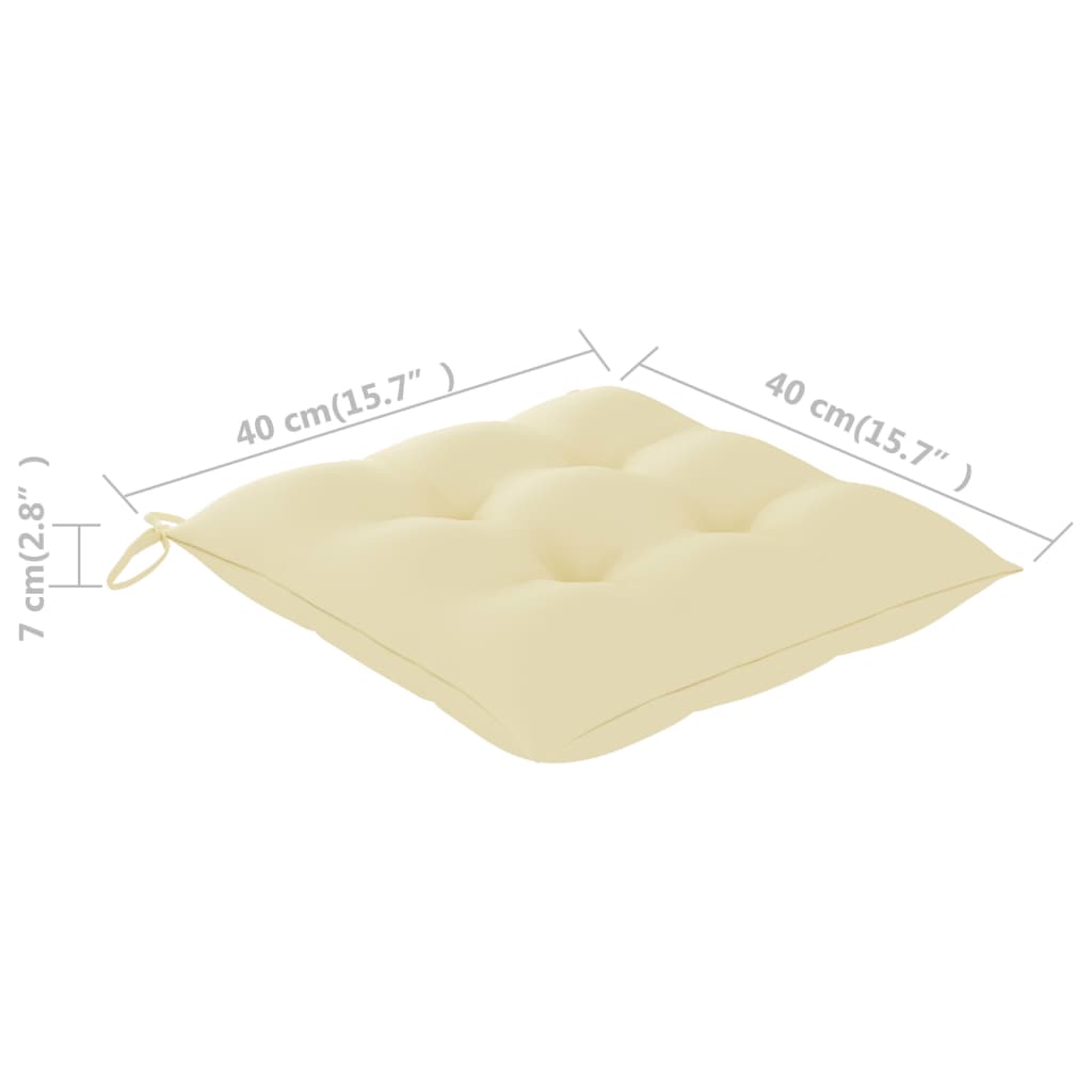 Klappstühle mit cremeweißen Kissen, 4 Stück, Massivholz Teakholz