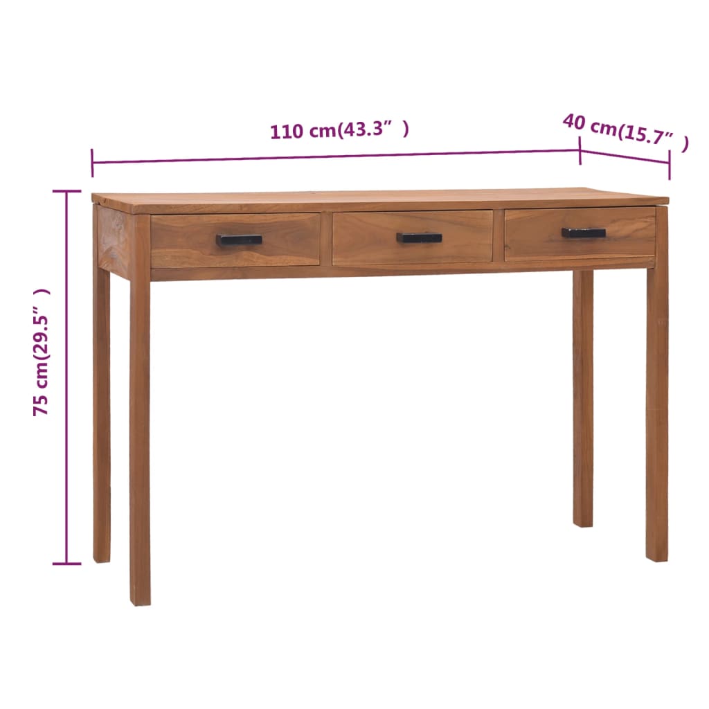 Schreibtisch 110x40x75 cm Massivholz Teak