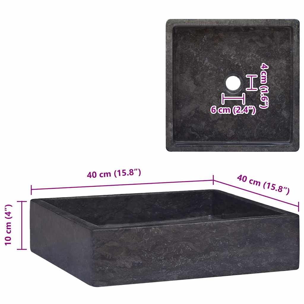 Waschbecken Schwarz 40x40x10 cm Marmor
