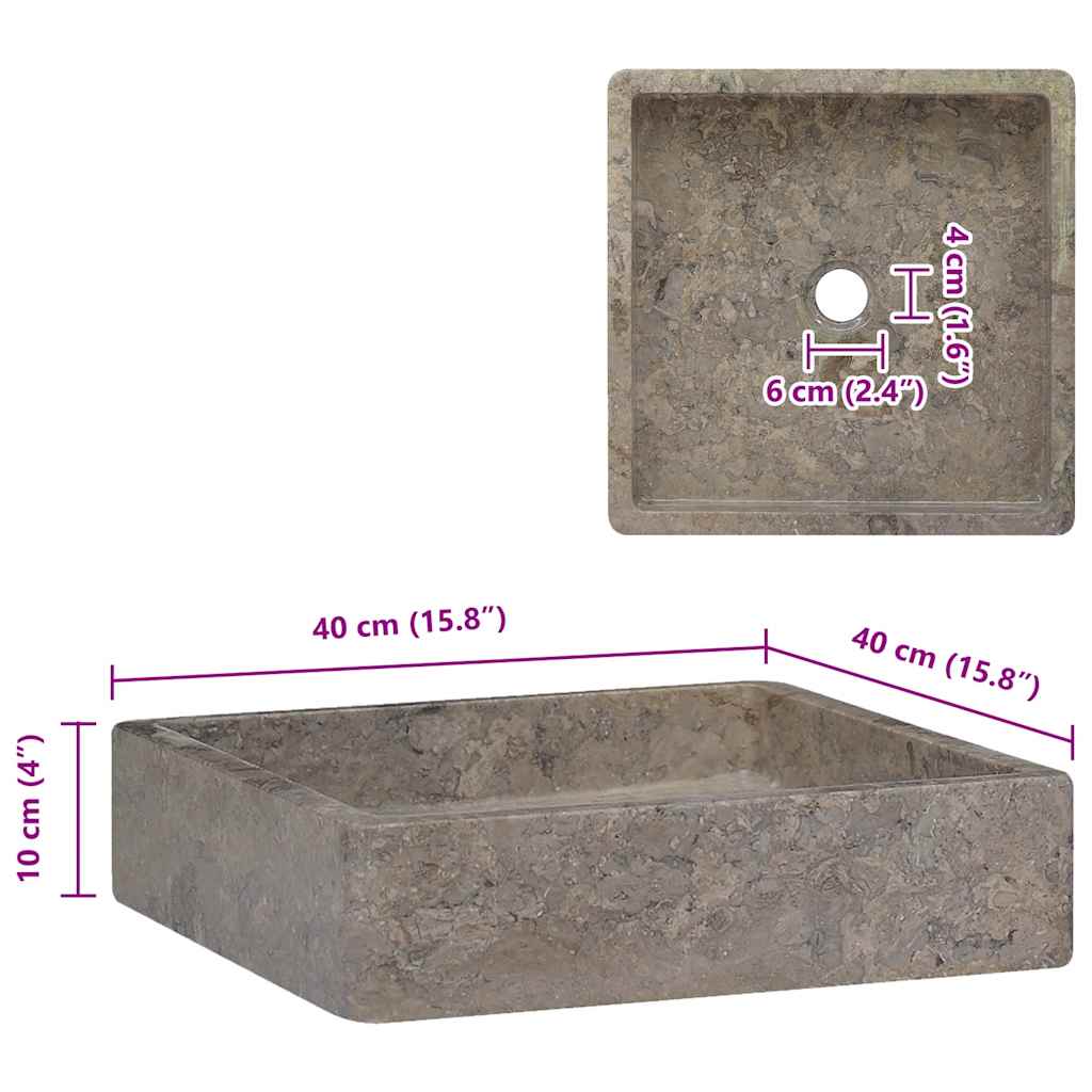 Waschbecken Grau 40x40x10 cm Marmor