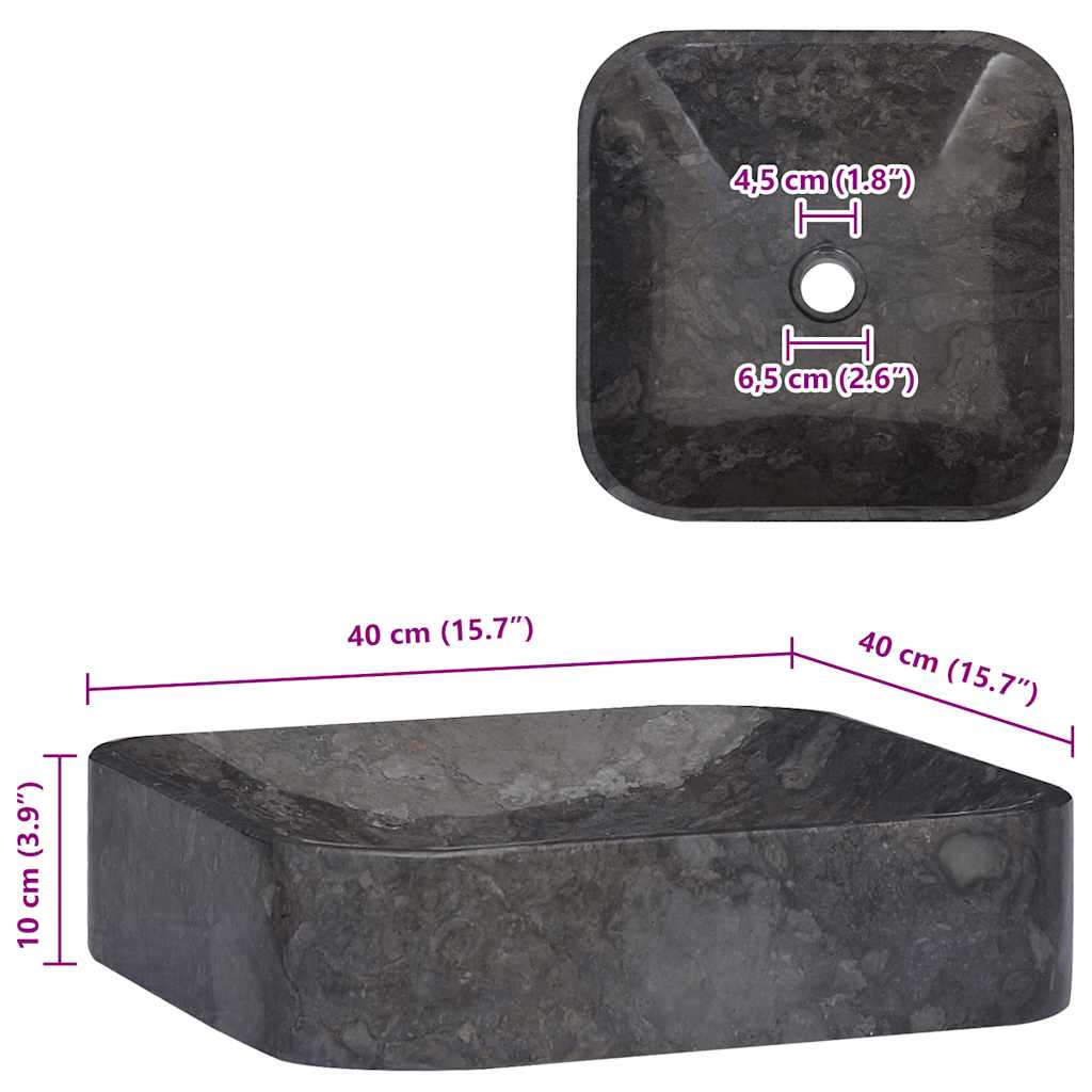 Waschbecken Schwarz 40x40x10 cm Marmor