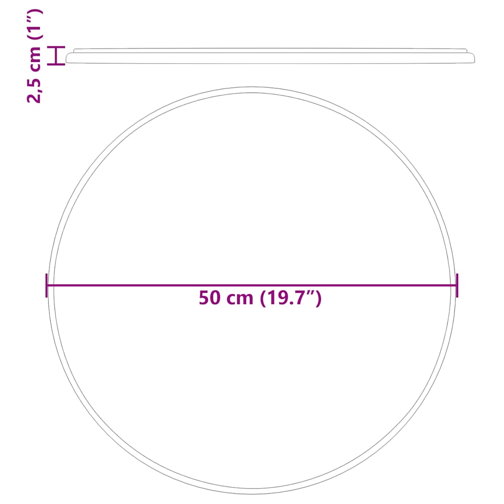 Tischplatte Schwarz Ø50x2,5 cm Marmor