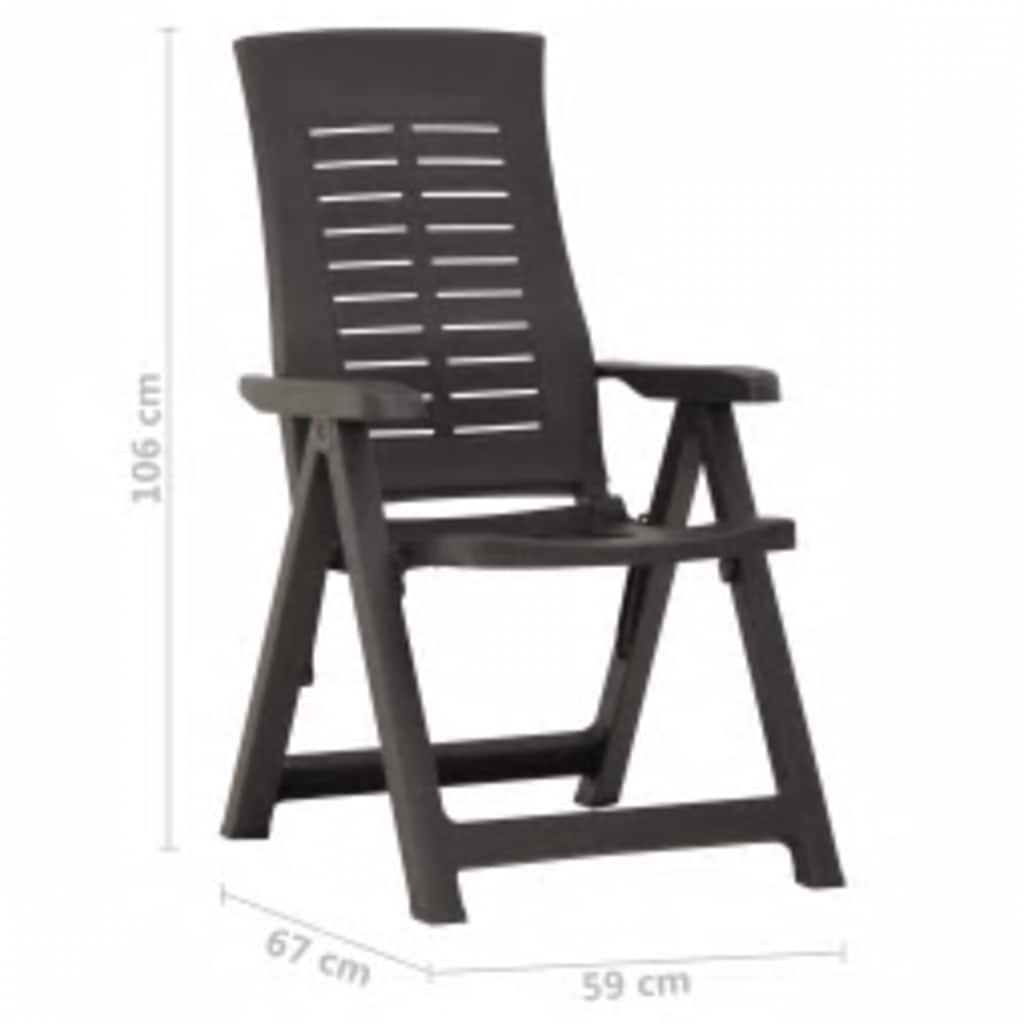 Verstellbare Gartenstühle 2 Stk. Kunststoff Anthrazit